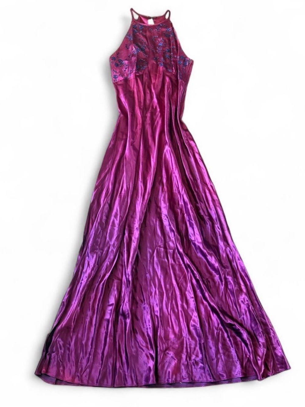 Zum Zum by Niki Livas Fuchsia Halter Maxi Dress with Embellished Bodice